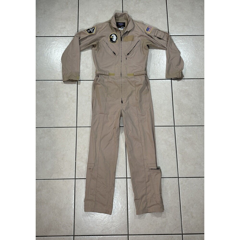 Gibson & Barnes Khaki Coveralls Nomex IIIA Flight Suit Sz 40 T Military USA Made